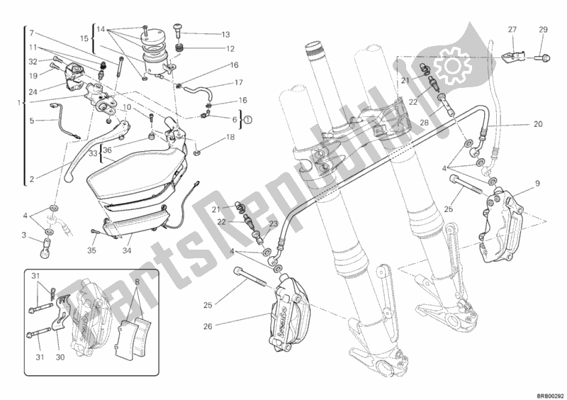 All parts for the Front Brake System of the Ducati Multistrada 1200 ABS USA 2011